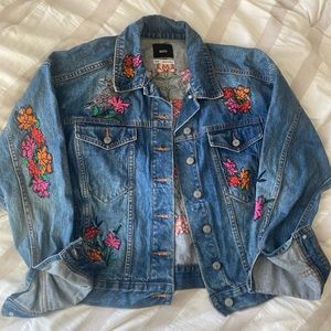 Embroidered oversized jean jacket